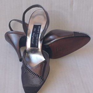 STUART WEITZMAN FOR MR.SEYMOUR Silver Leather Mesh/Rhinestones Heels. 7.5.Womens